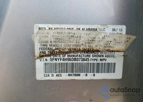 2013 Honda Pilot Touring z USA, uszkodzony, nr VIN 5FNYF4H96DB073845